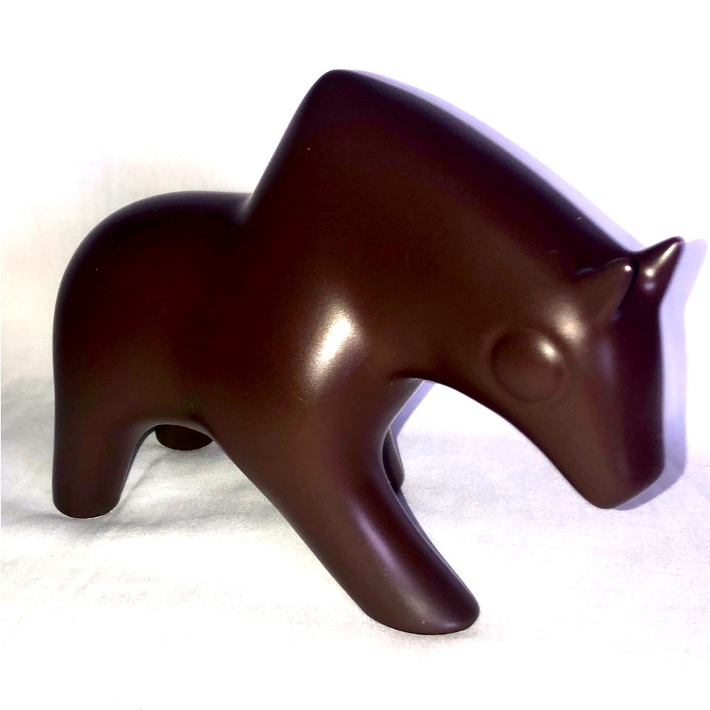 Grizzly Brown Bear Ceramic Sculpture Figurine Contemporary Modern Stylized Sleek